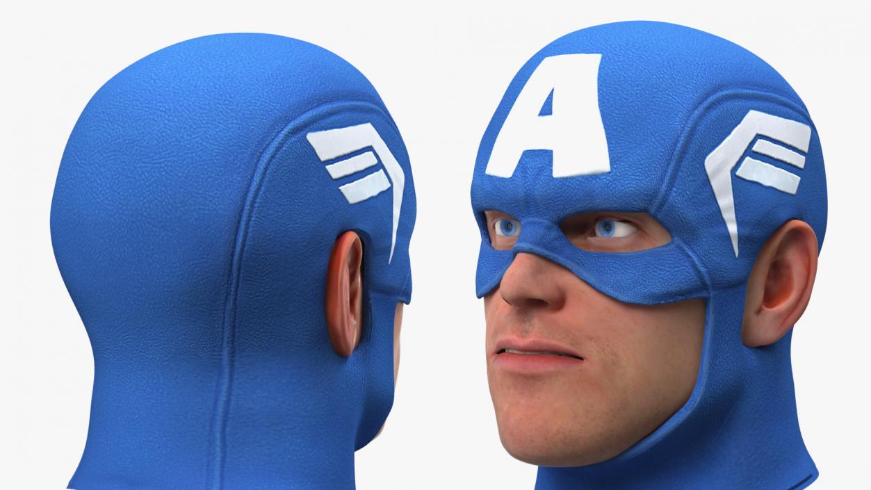 3D model Captain America Cartoon Head Rigged