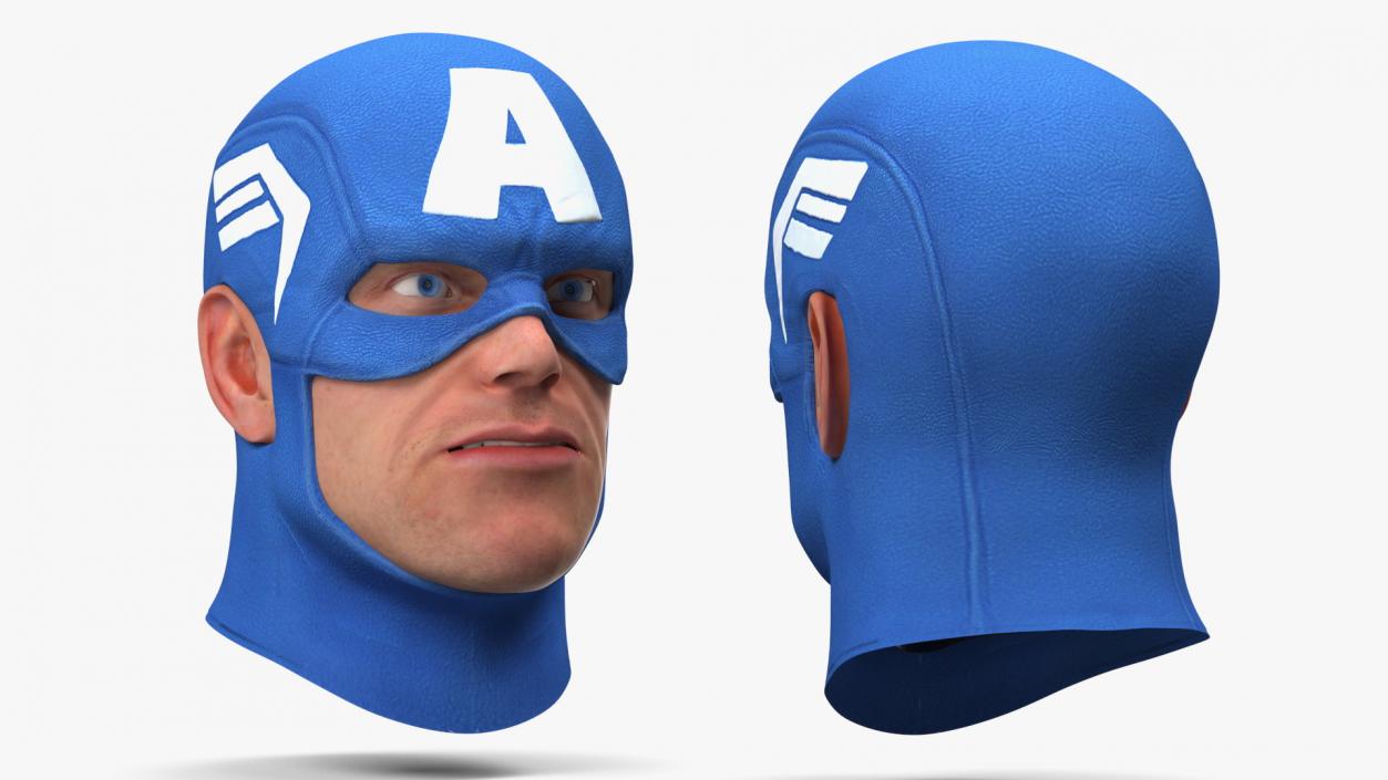 3D model Captain America Cartoon Head Rigged