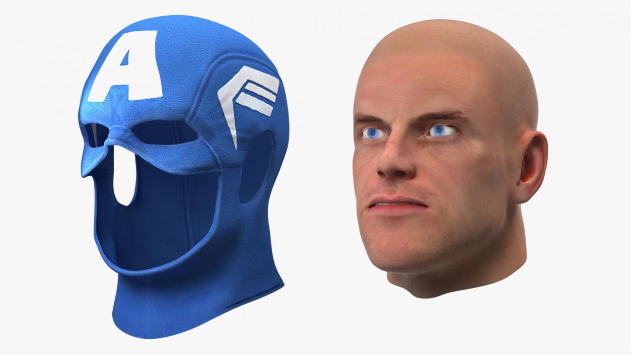 3D model Captain America Cartoon Head Rigged