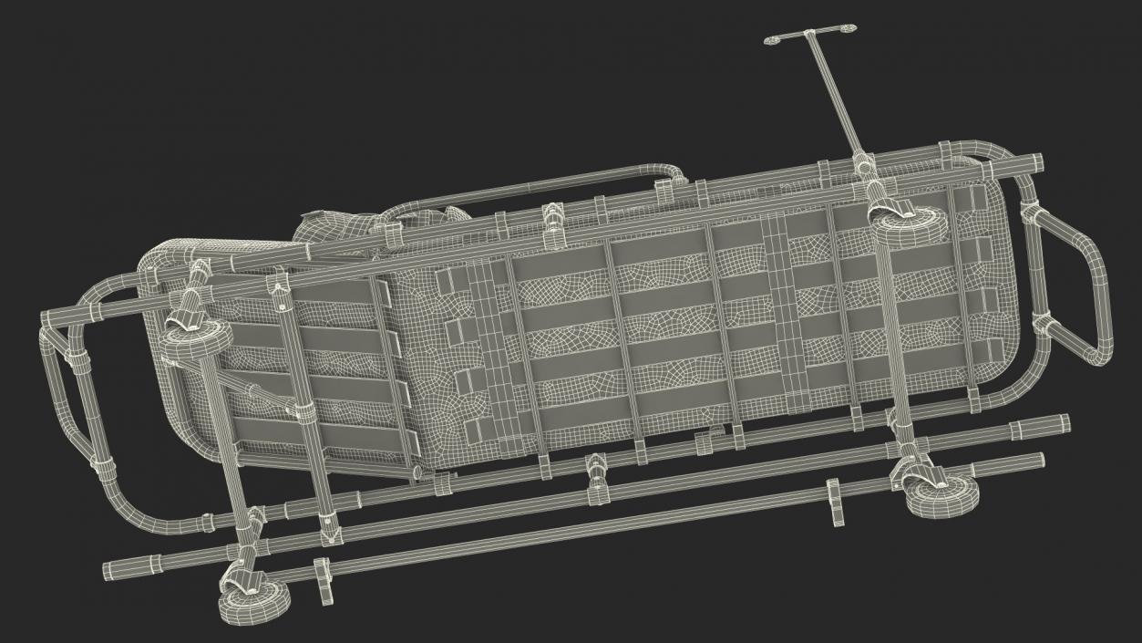 3D Patient in Straitjacket on Stretcher