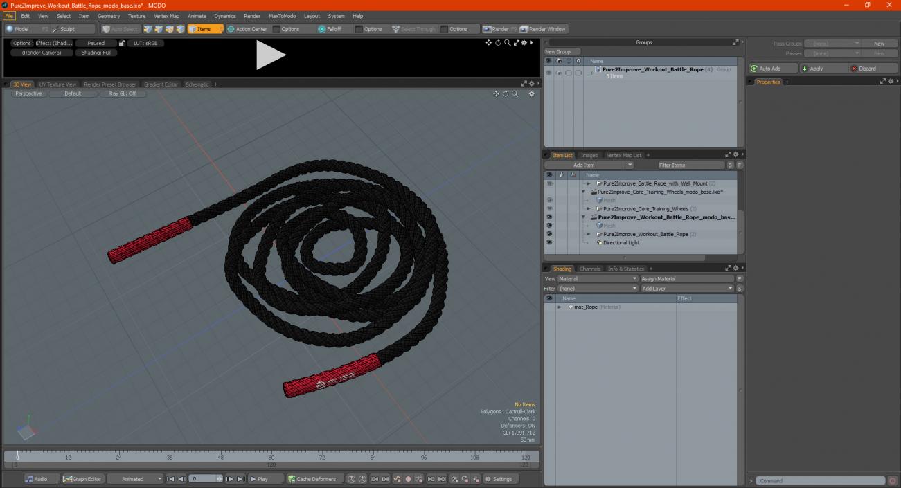 Pure2Improve Workout Battle Rope 3D