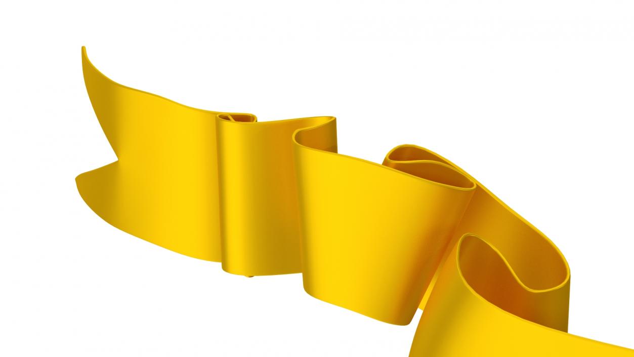 Ribbon Curved Stripe Banner Gold 3D