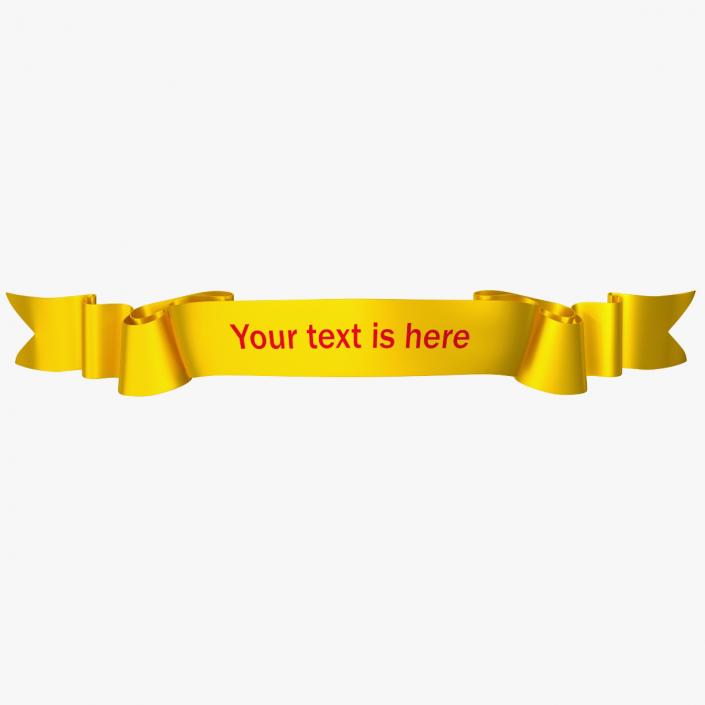 Ribbon Curved Stripe Banner Gold 3D