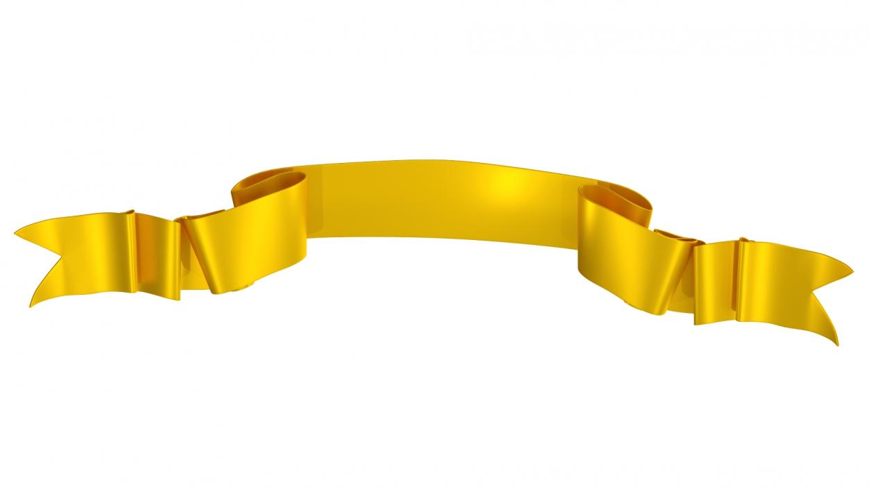 Ribbon Curved Stripe Banner Gold 3D