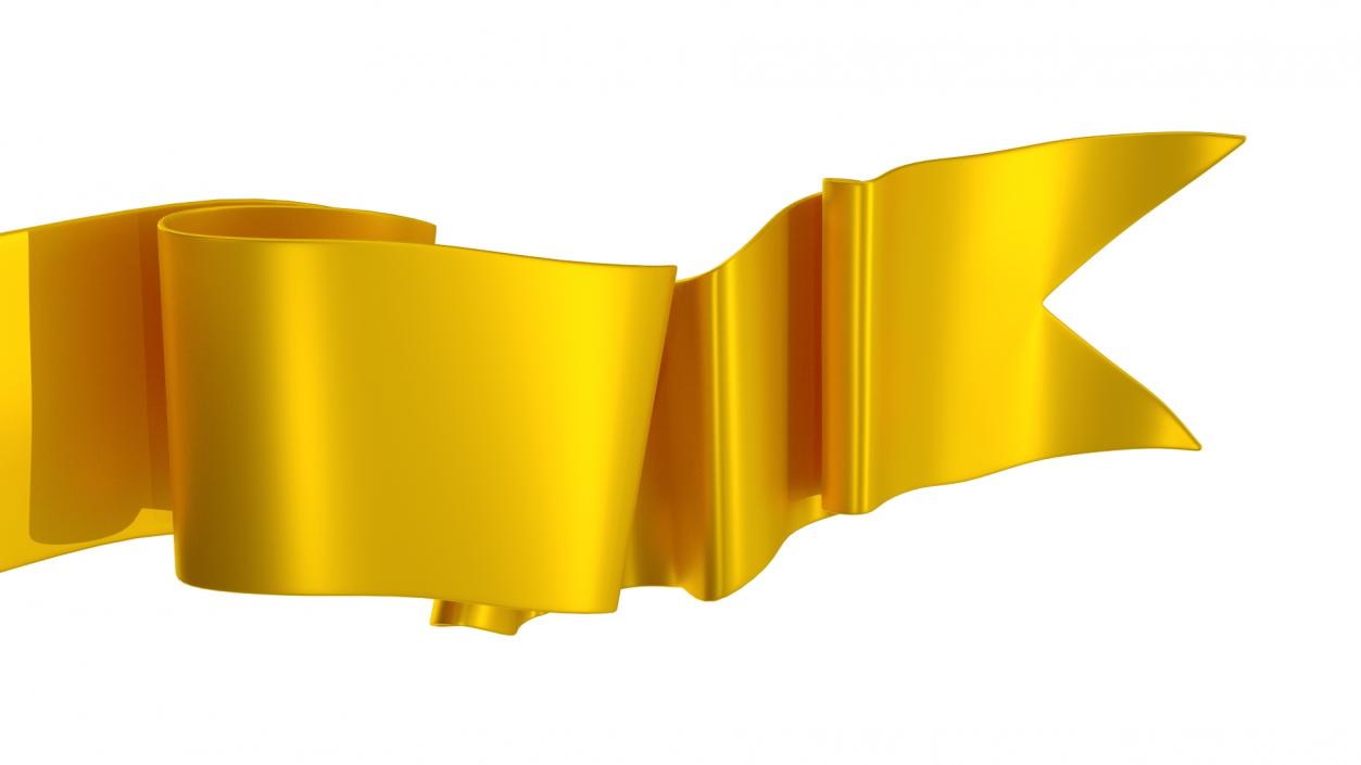 Ribbon Curved Stripe Banner Gold 3D