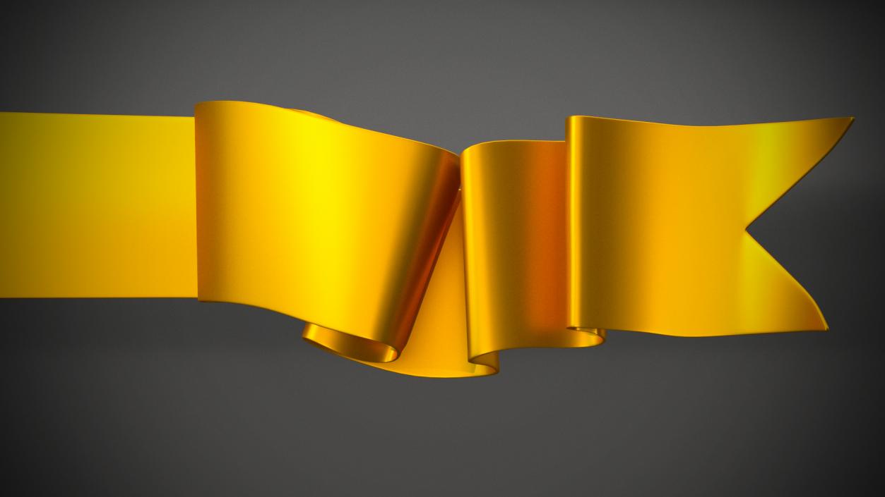 Ribbon Curved Stripe Banner Gold 3D