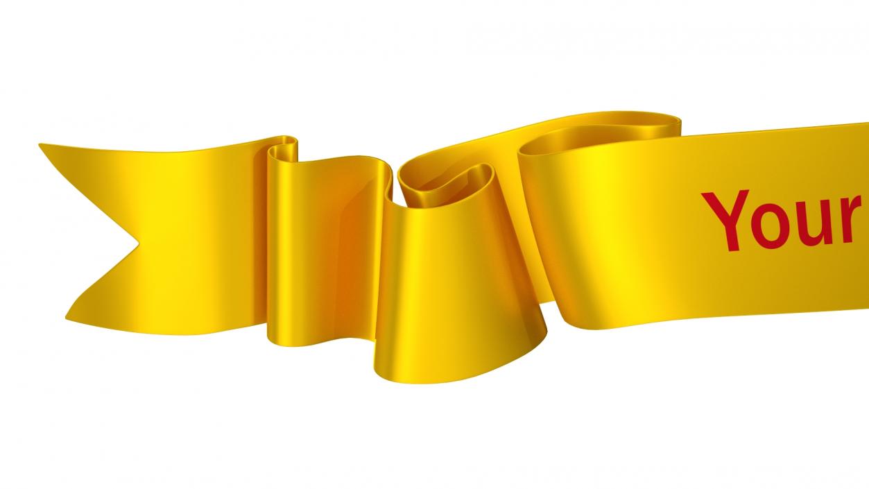 Ribbon Curved Stripe Banner Gold 3D