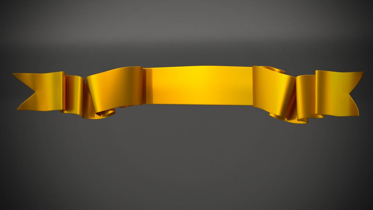 Ribbon Curved Stripe Banner Gold 3D