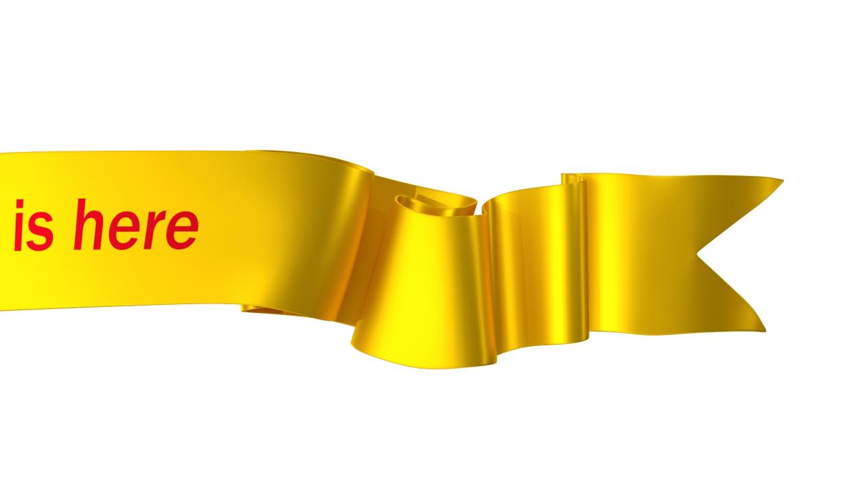 Ribbon Curved Stripe Banner Gold 3D