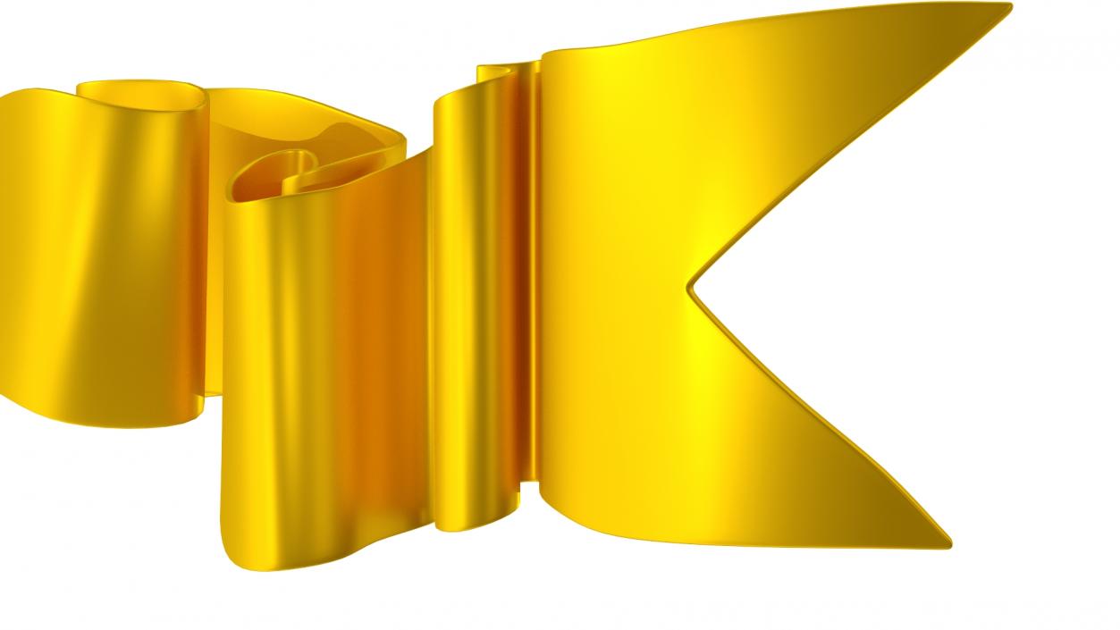 Ribbon Curved Stripe Banner Gold 3D