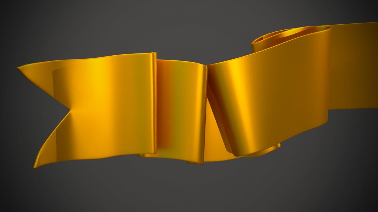 Ribbon Curved Stripe Banner Gold 3D