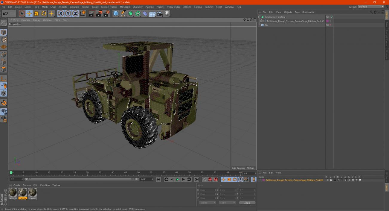 Pettibone Rough Terrain Camouflage Military Forklift 3D