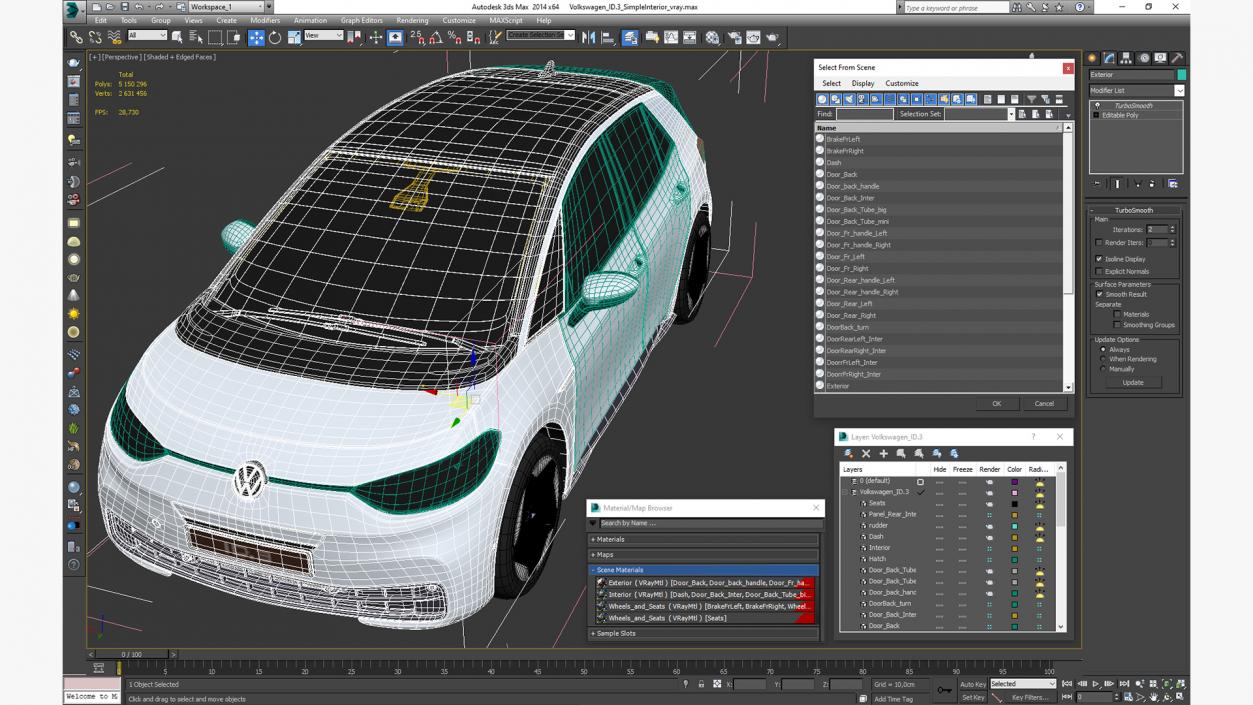 3D model Volkswagen ID3 Simple Interior