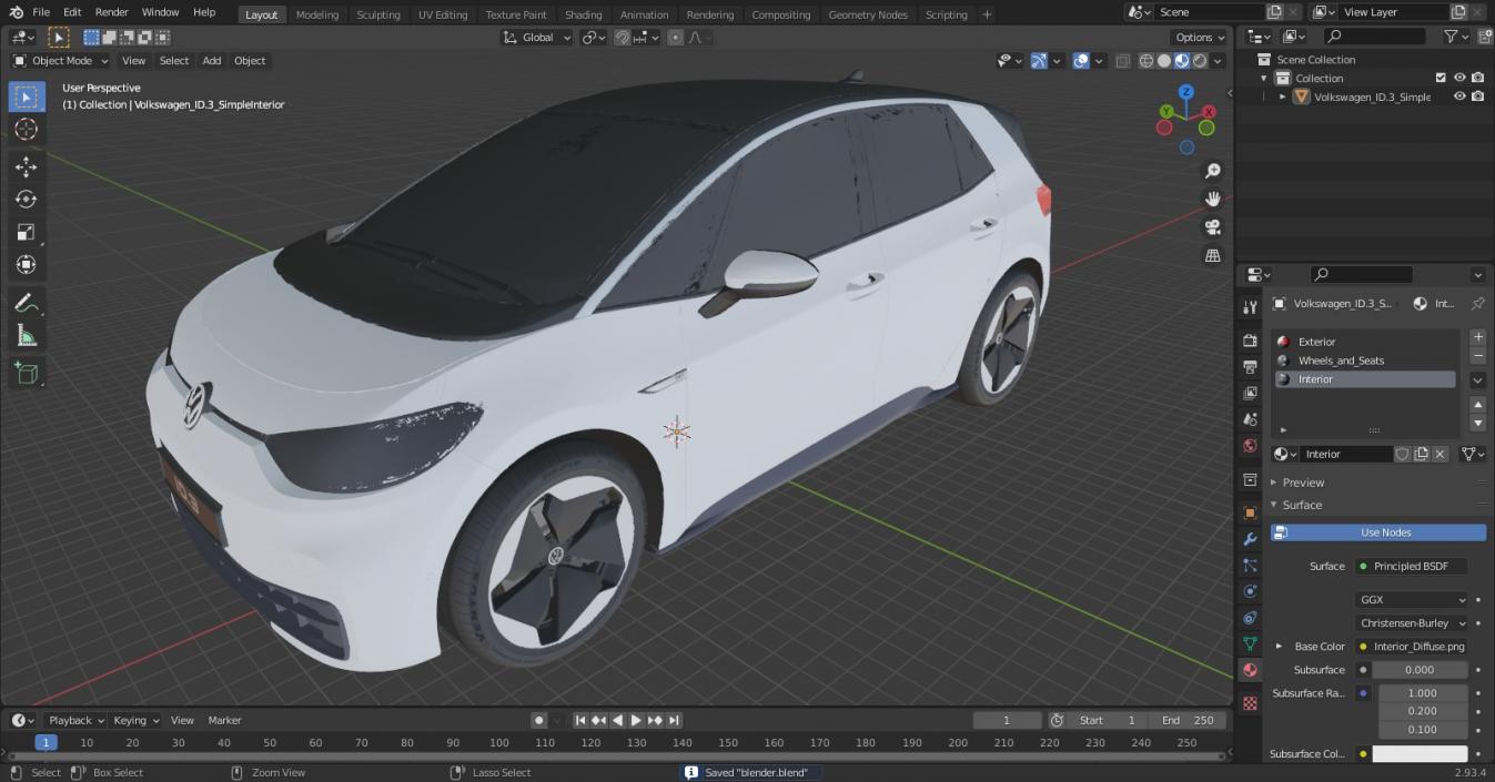 3D model Volkswagen ID3 Simple Interior