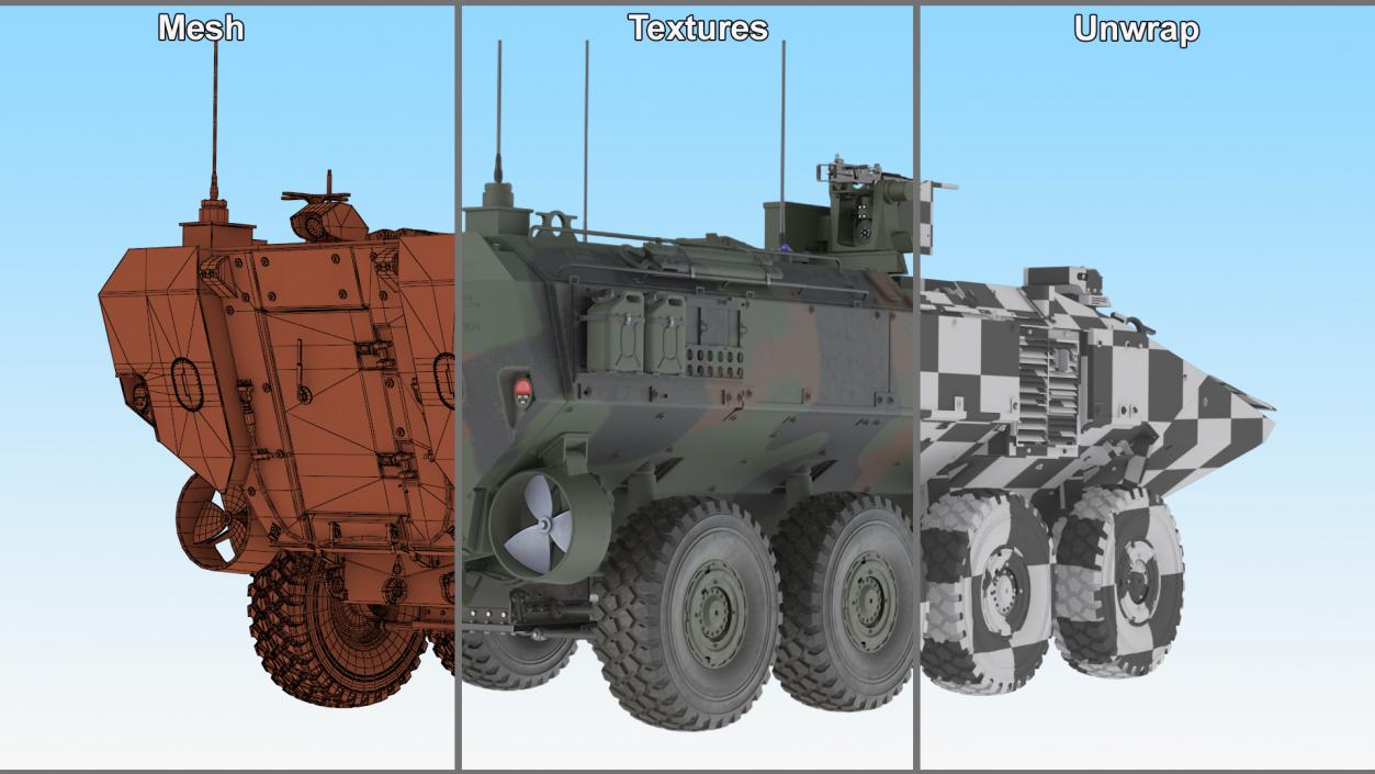 3D US Amphibious Combat Vehicle ACV Rigged for Cinema 4D model