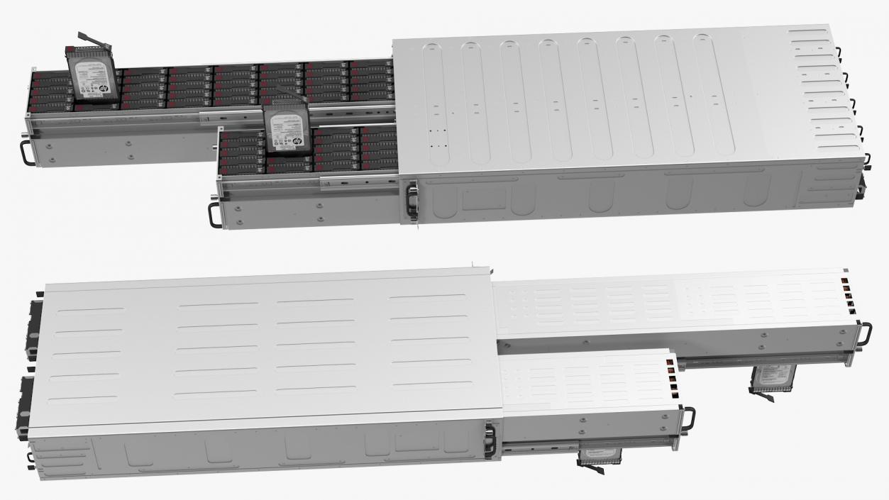 3D model HPE Cloudline CL5200 Server Opened with Disks