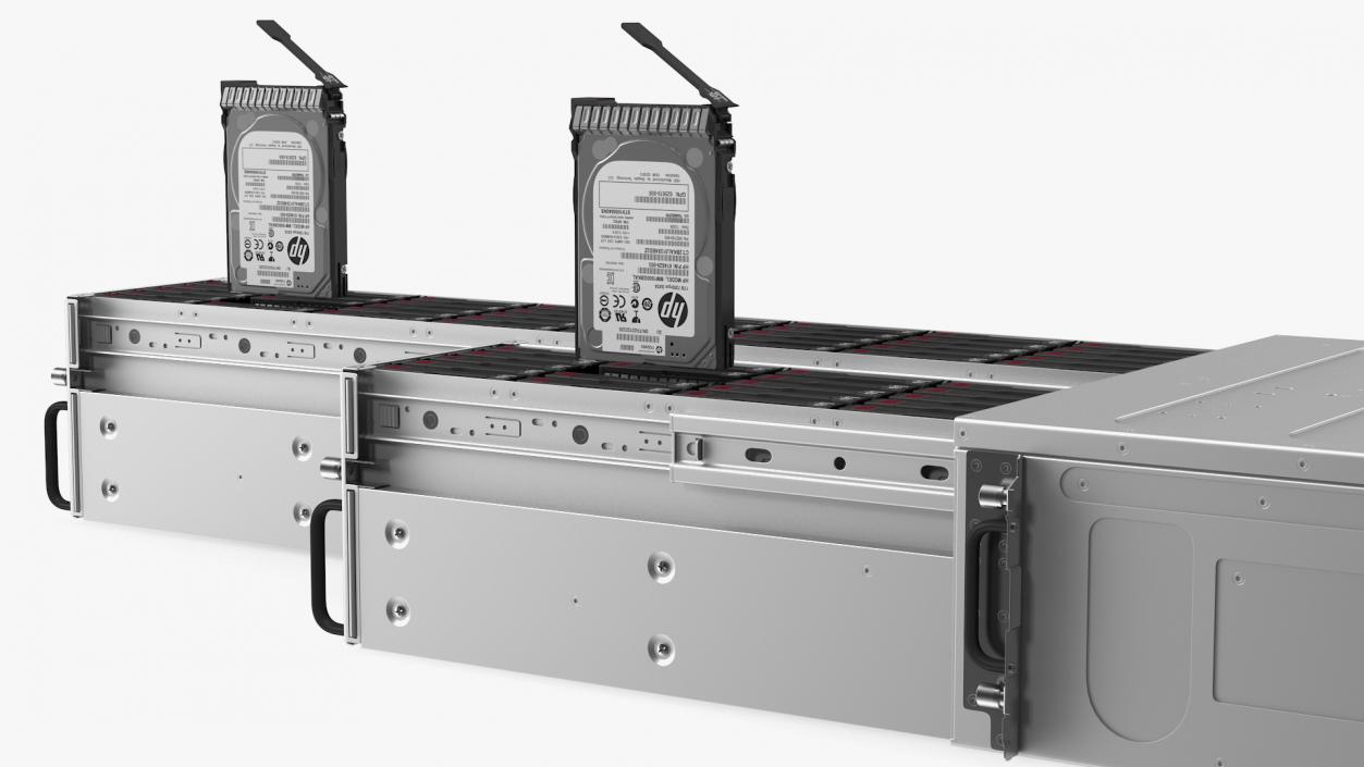 3D model HPE Cloudline CL5200 Server Opened with Disks