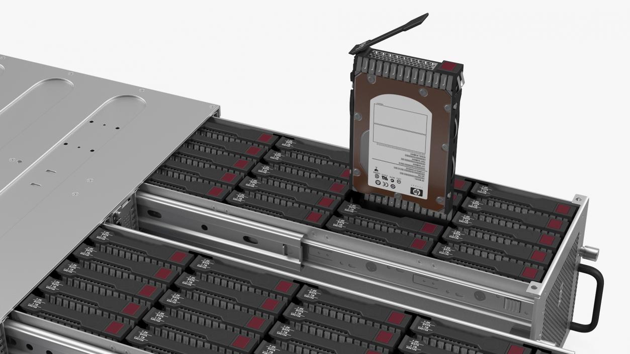 3D model HPE Cloudline CL5200 Server Opened with Disks