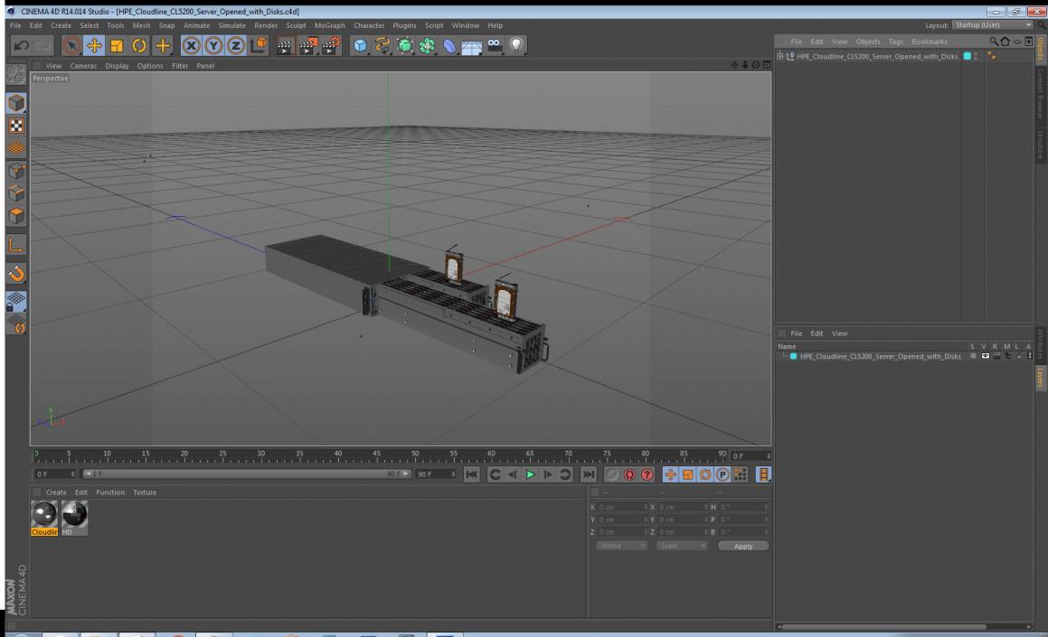 3D model HPE Cloudline CL5200 Server Opened with Disks
