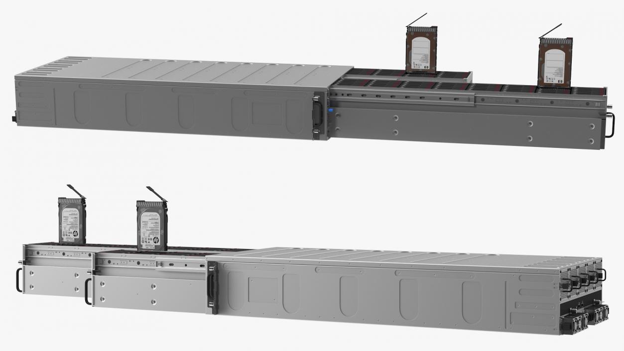 3D model HPE Cloudline CL5200 Server Opened with Disks