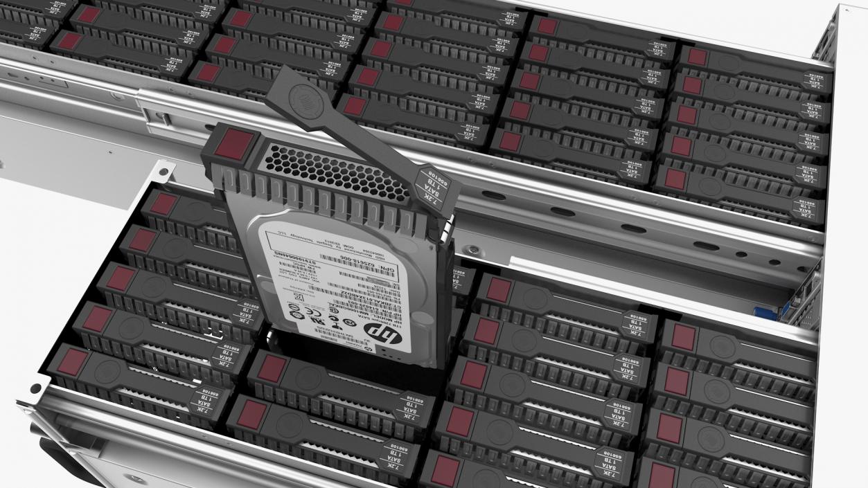 3D model HPE Cloudline CL5200 Server Opened with Disks