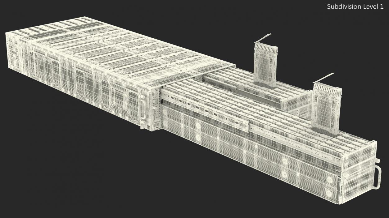 3D model HPE Cloudline CL5200 Server Opened with Disks