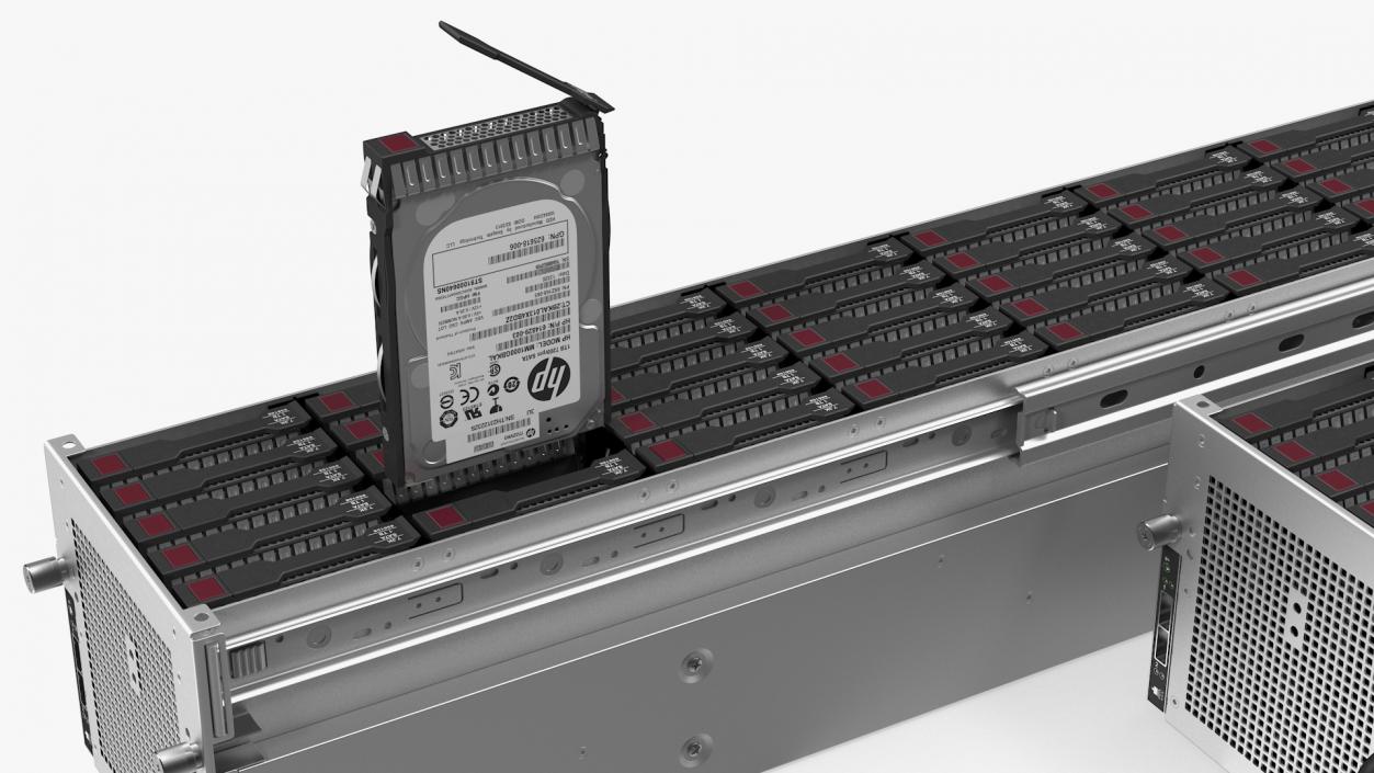 3D model HPE Cloudline CL5200 Server Opened with Disks