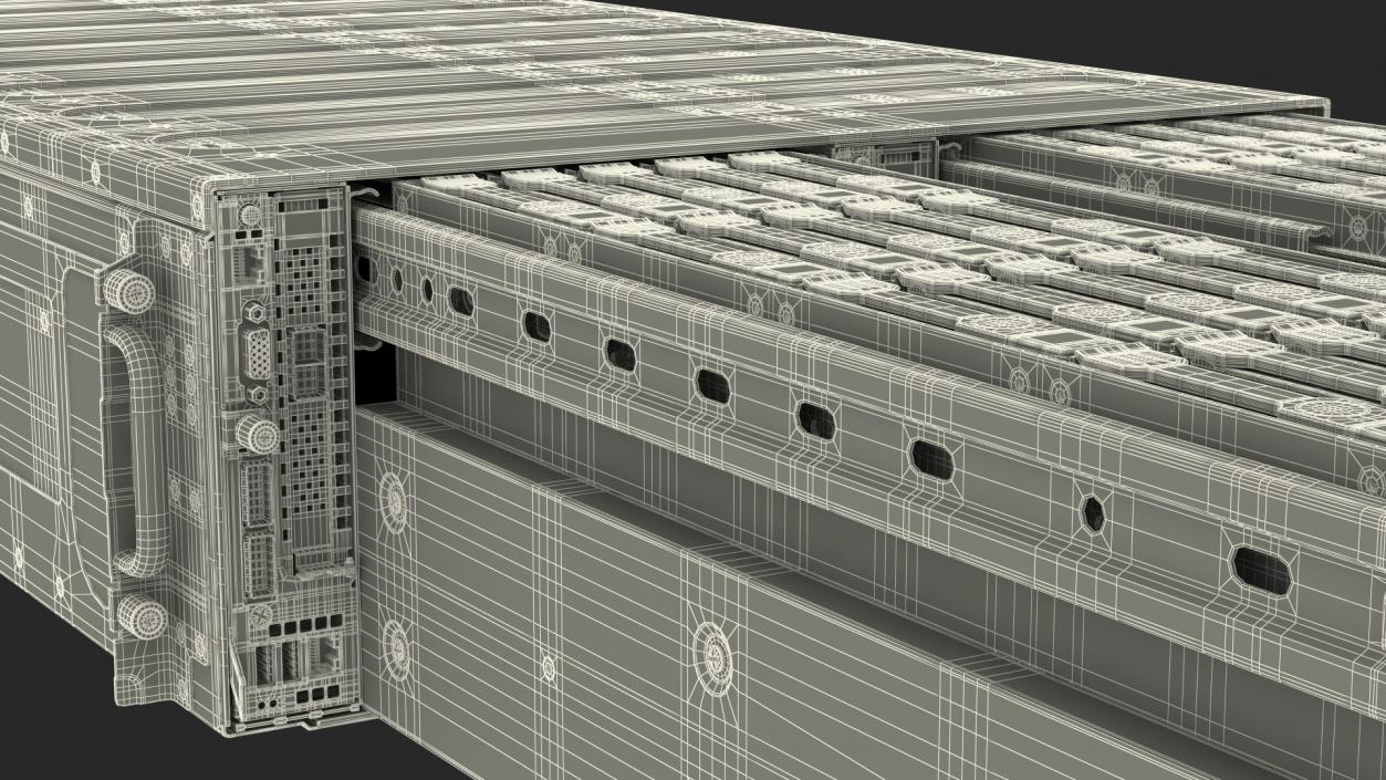 3D model HPE Cloudline CL5200 Server Opened with Disks