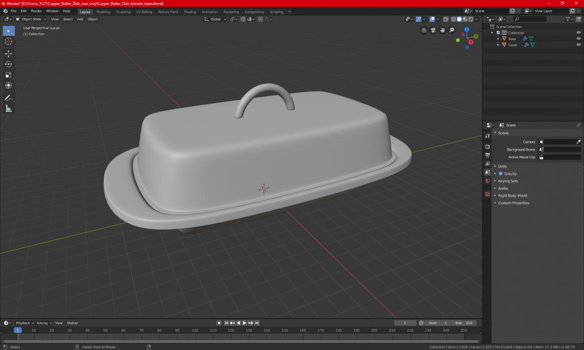 Stainless Steel Butter Dish 3D