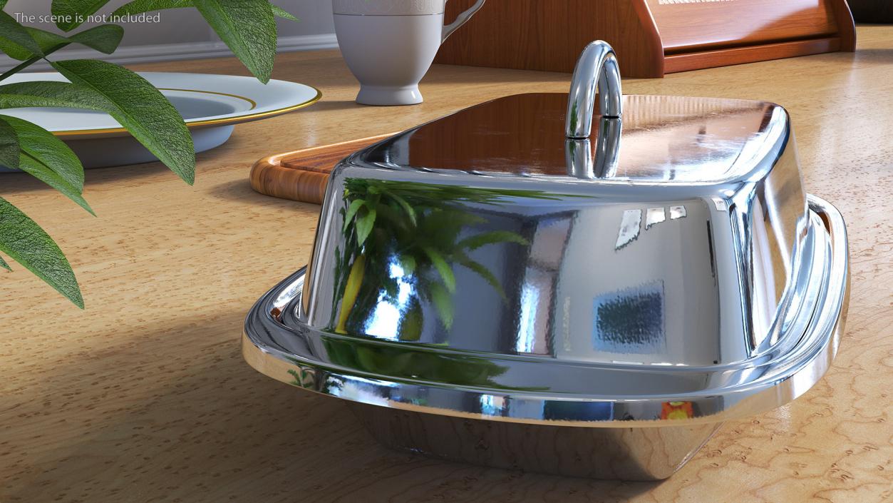 Stainless Steel Butter Dish 3D