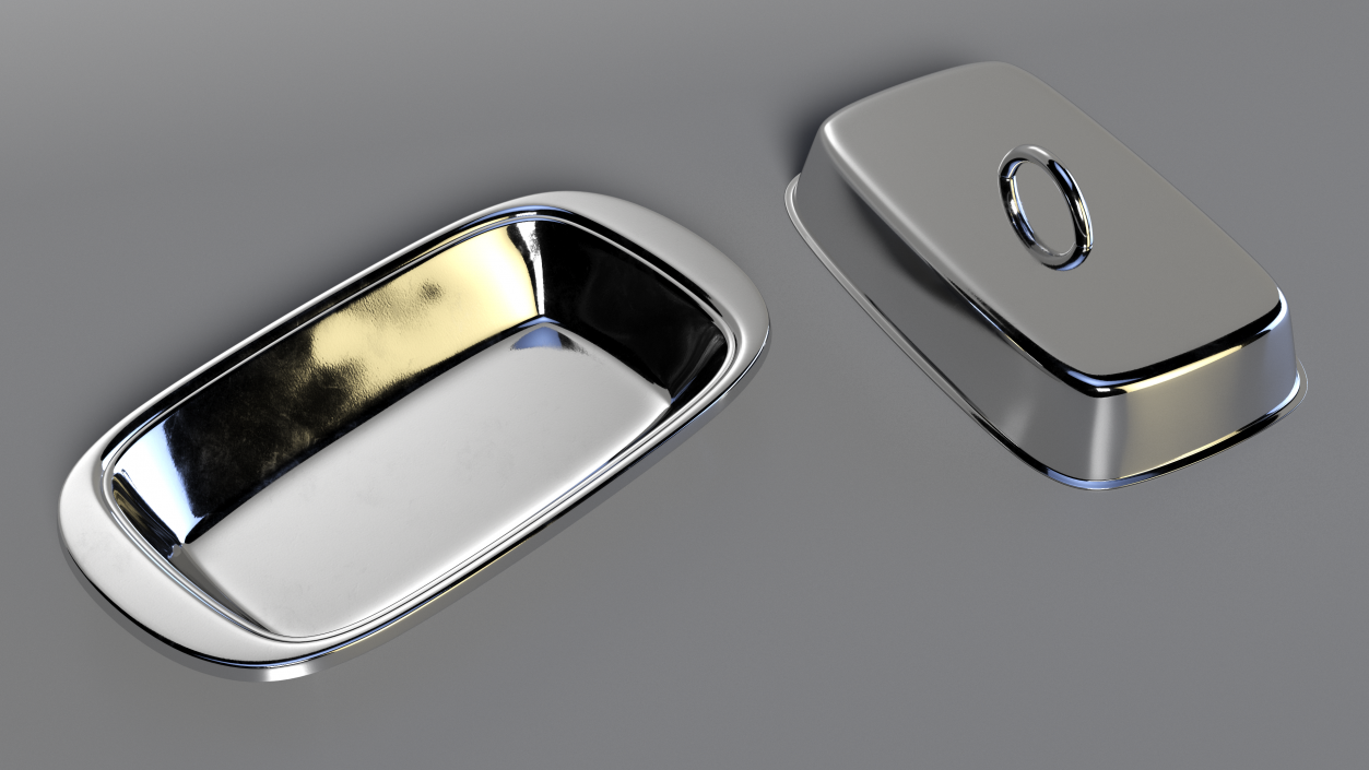 Stainless Steel Butter Dish 3D