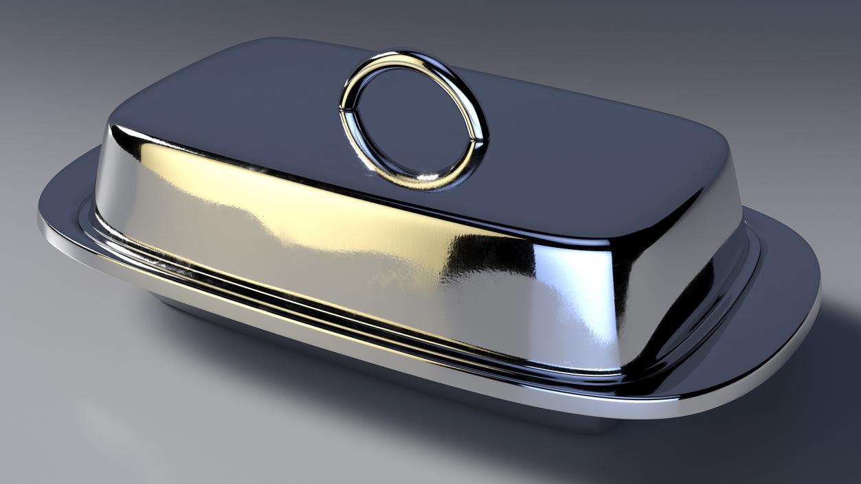 Stainless Steel Butter Dish 3D