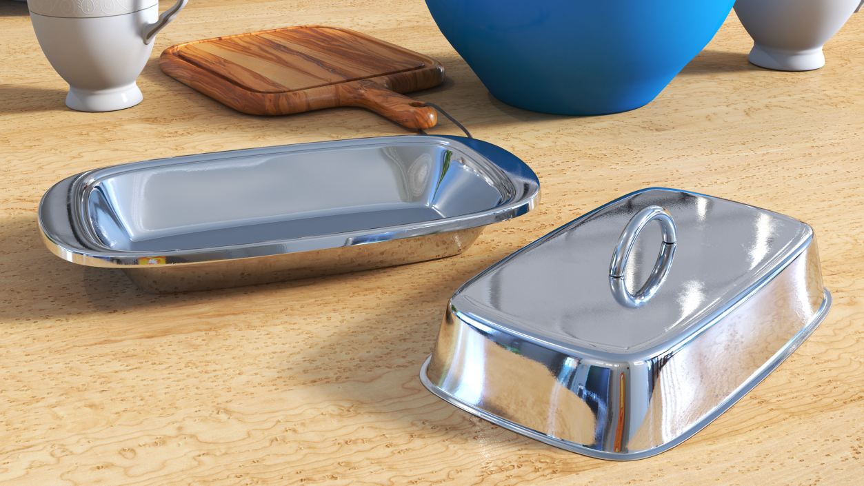 Stainless Steel Butter Dish 3D