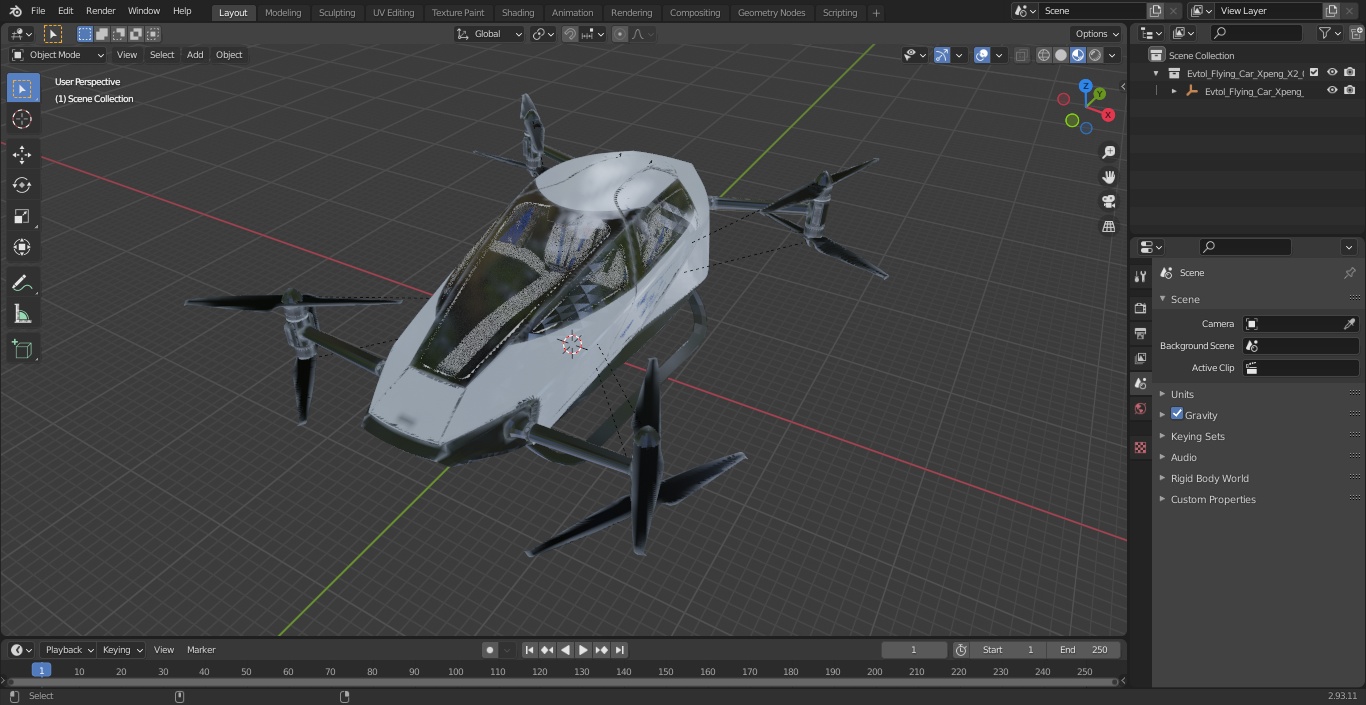 3D model Evtol Flying Car Xpeng X2