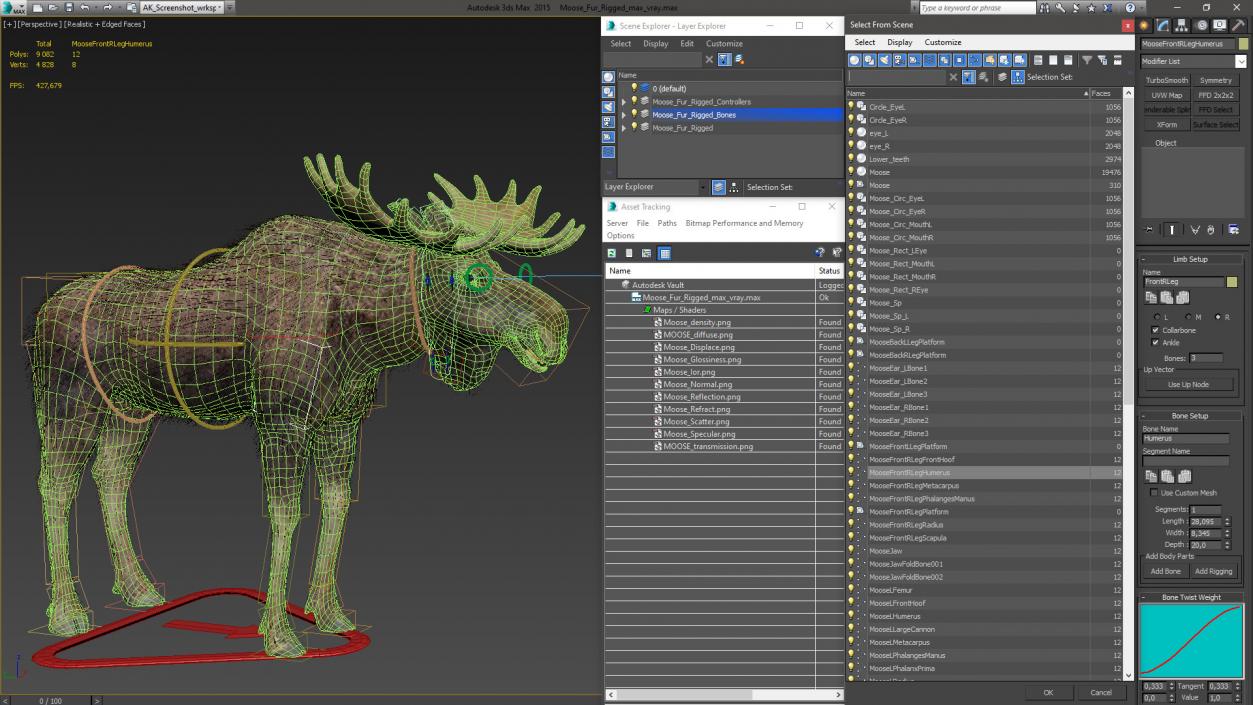 3D Moose Fur Rigged