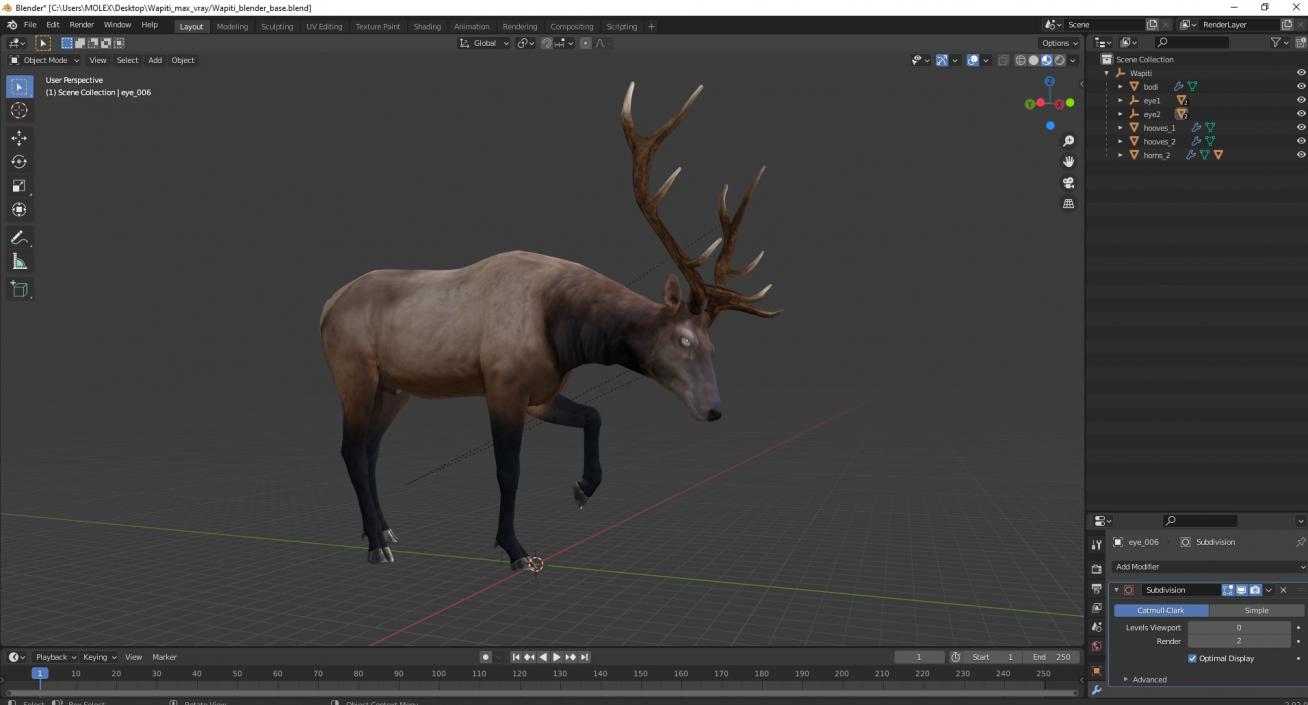 3D model Wapiti