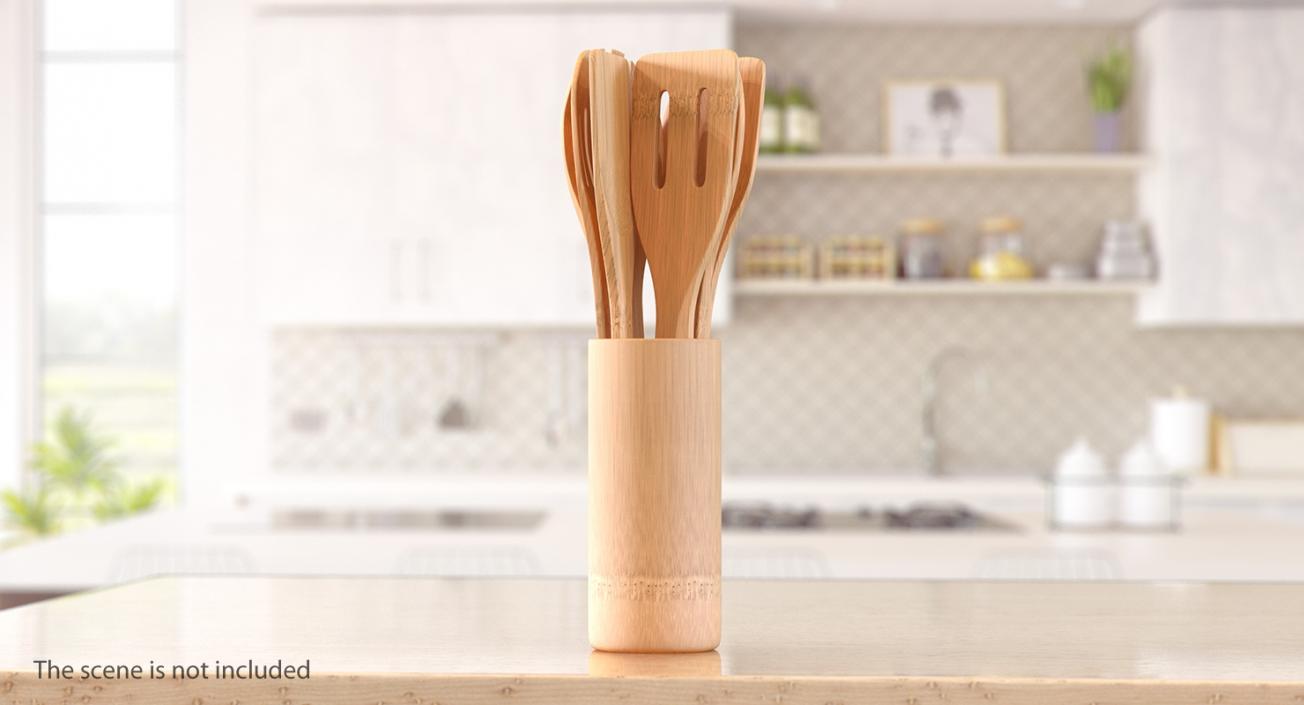 3D model Wooden Spoon Utensils 3D Models Set