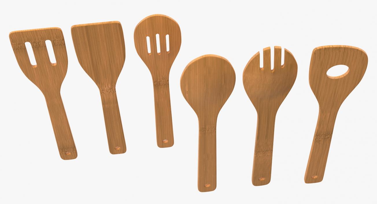 3D model Wooden Spoon Utensils 3D Models Set