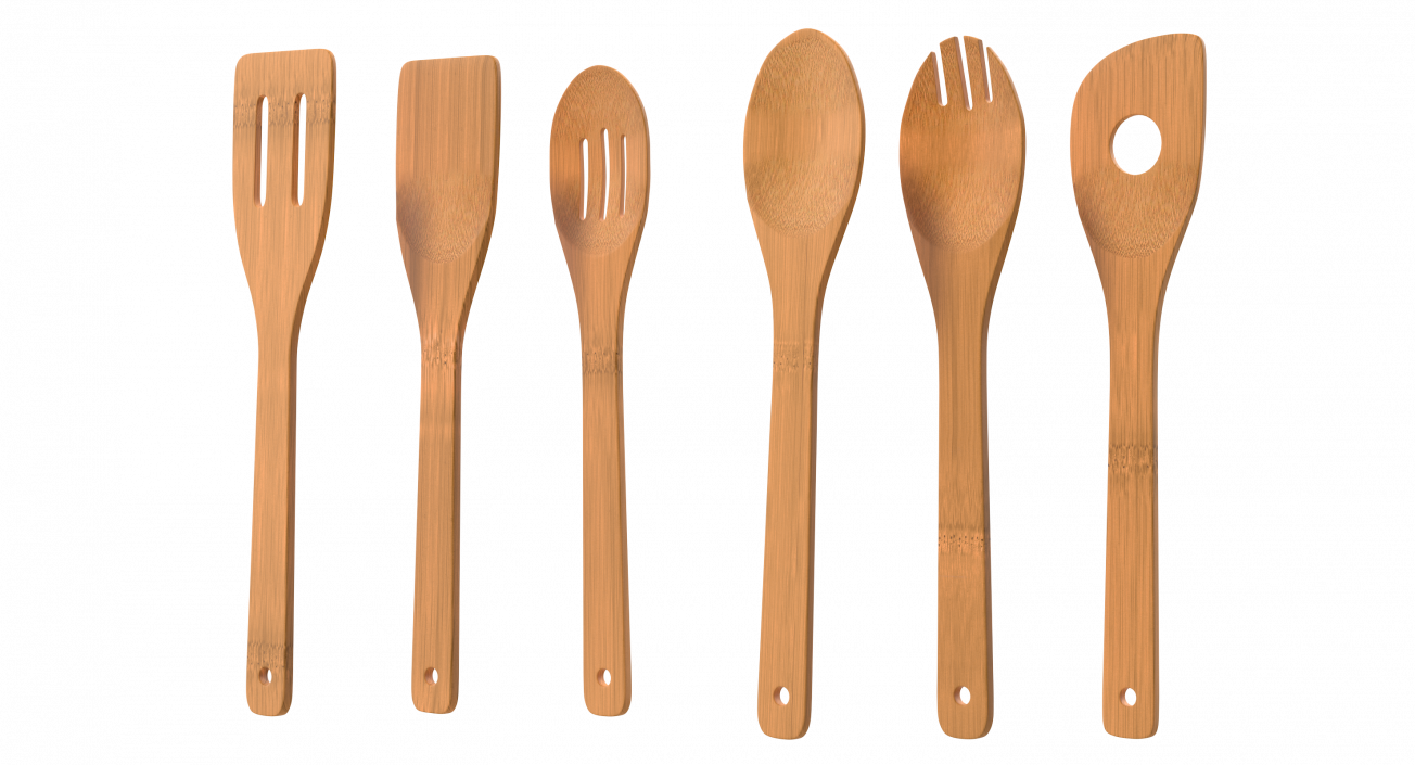 3D model Wooden Spoon Utensils 3D Models Set