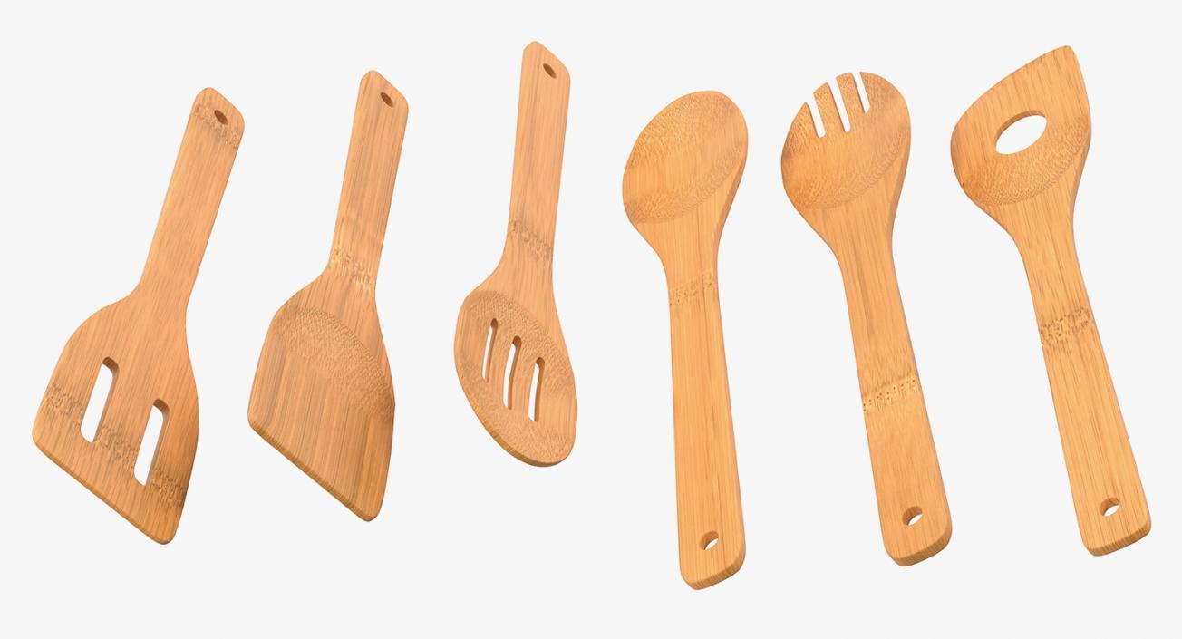 3D model Wooden Spoon Utensils 3D Models Set