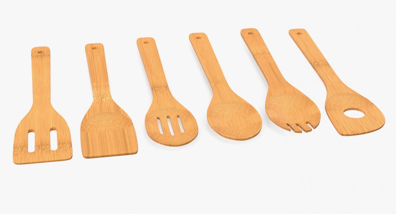 3D model Wooden Spoon Utensils 3D Models Set