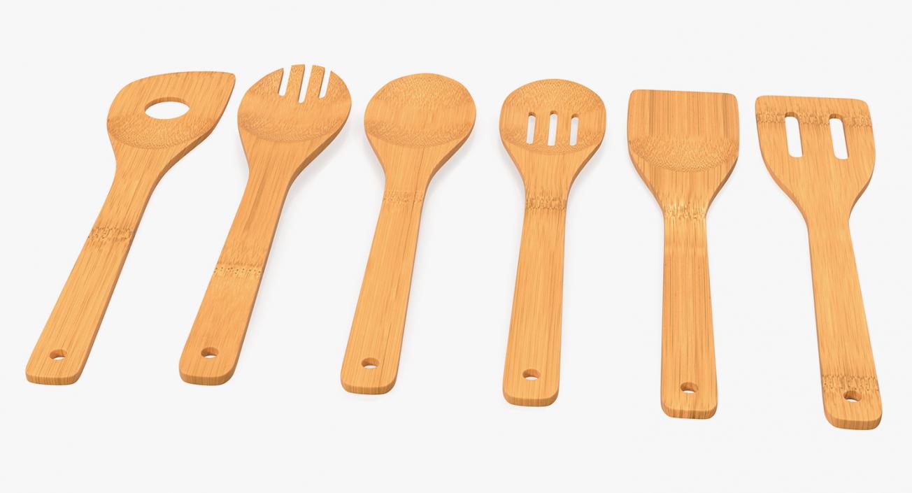 3D model Wooden Spoon Utensils 3D Models Set