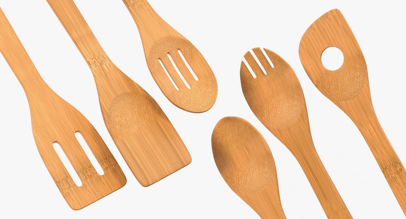 3D model Wooden Spoon Utensils 3D Models Set