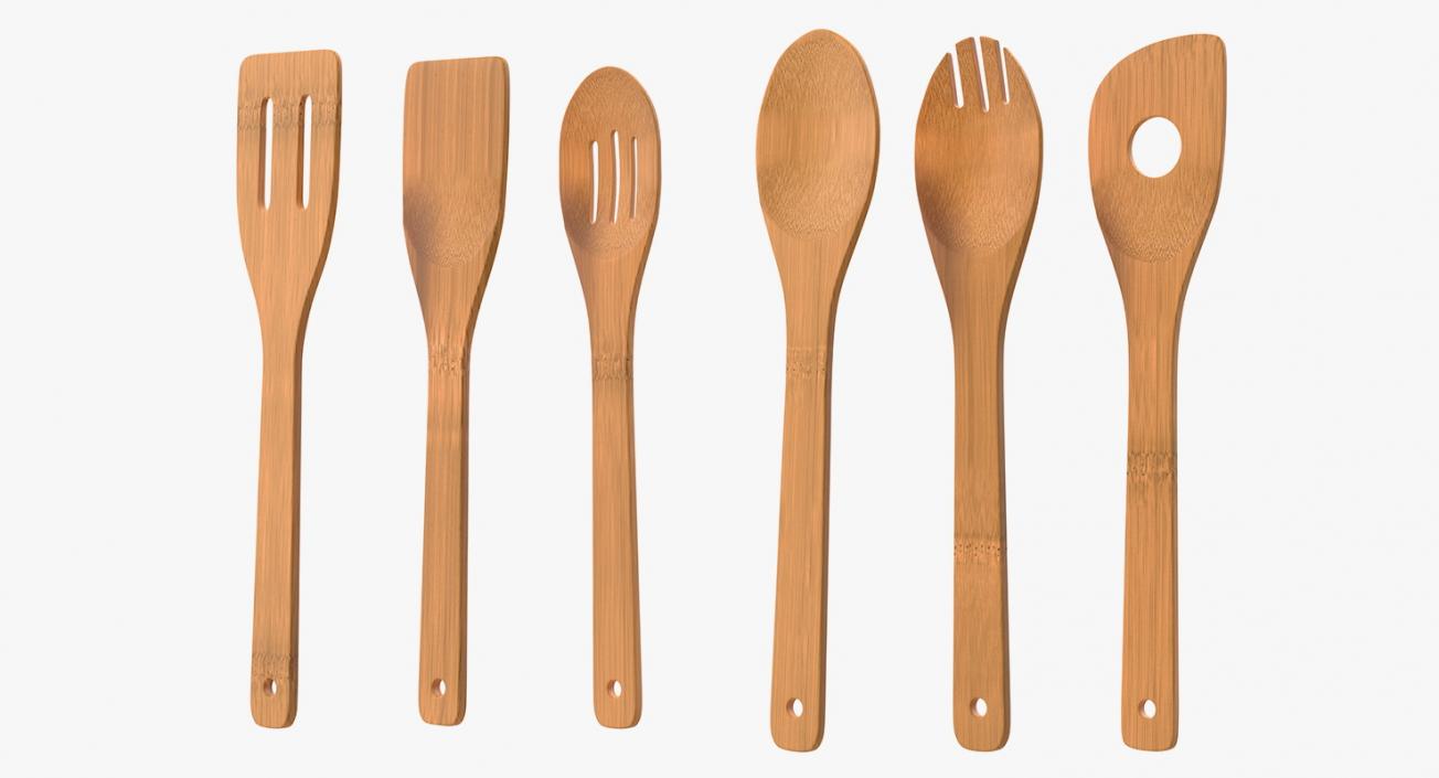 3D model Wooden Spoon Utensils 3D Models Set