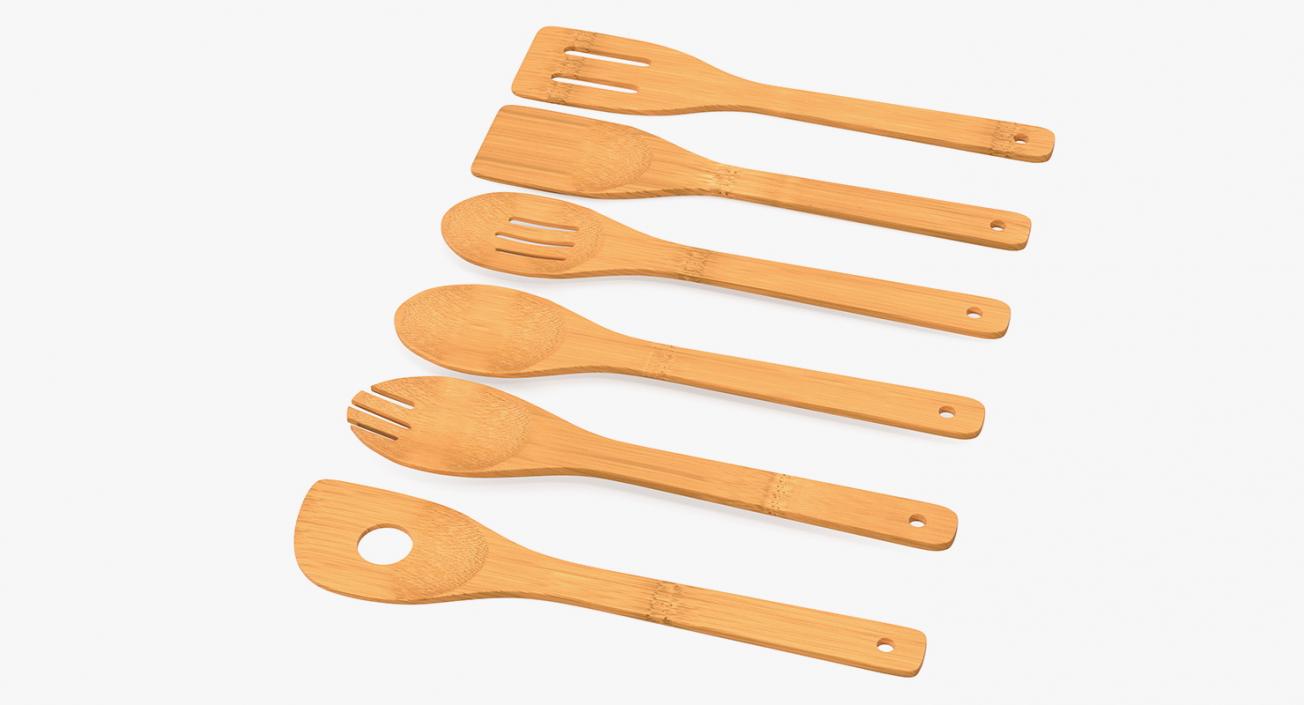 3D model Wooden Spoon Utensils 3D Models Set