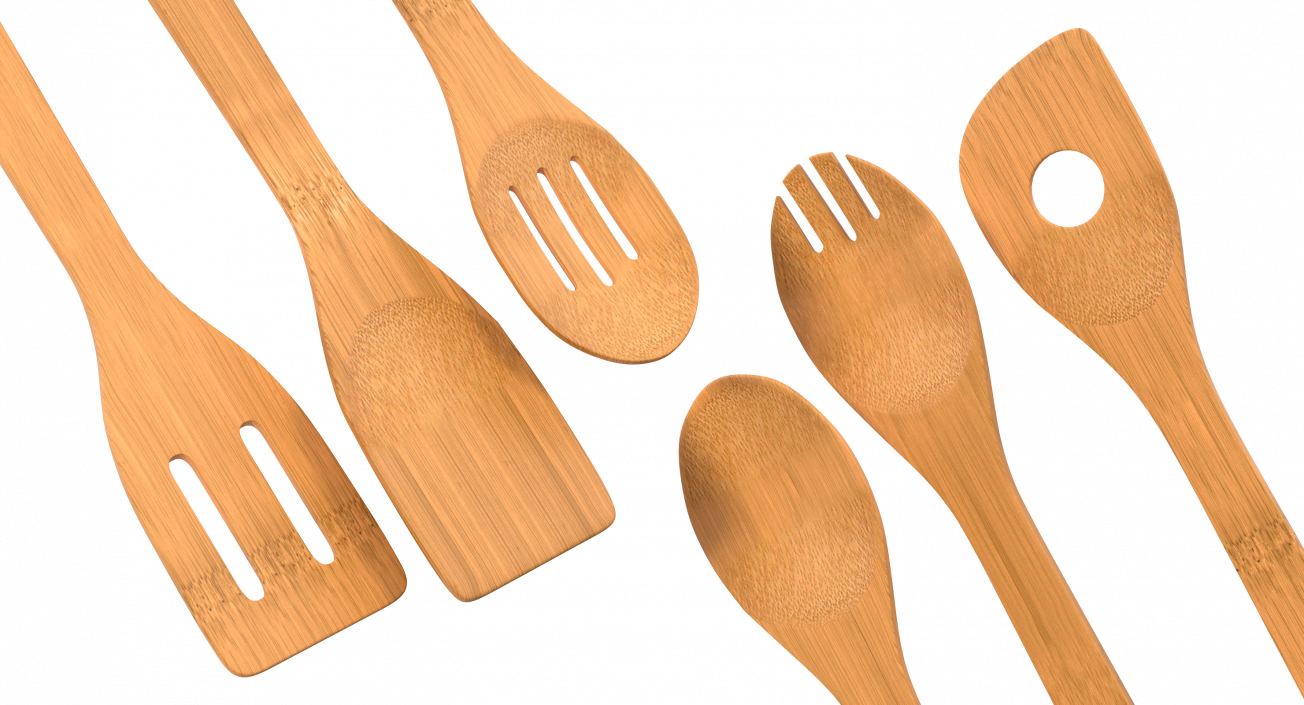 3D model Wooden Spoon Utensils 3D Models Set