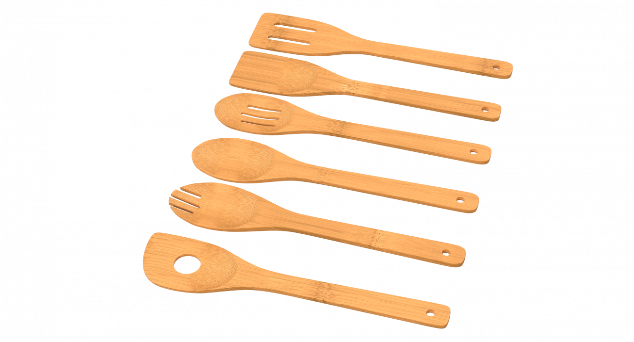 3D model Wooden Spoon Utensils 3D Models Set