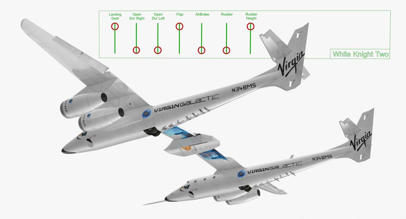 Virgin Galactic LauncherOne Rigged 3D model