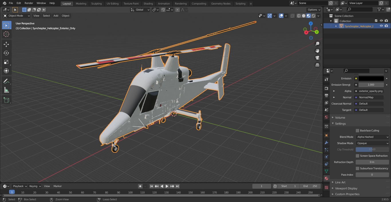 3D Synchropter Helicopter Exterior Only