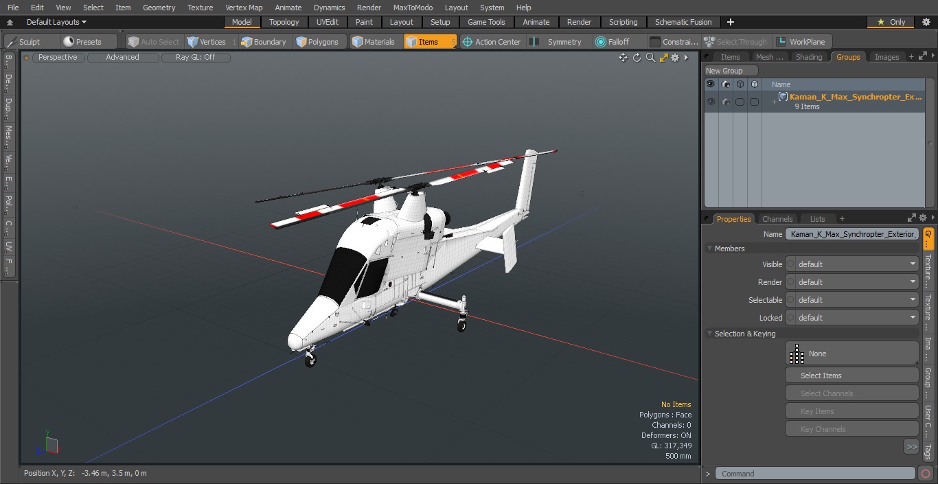 3D Synchropter Helicopter Exterior Only